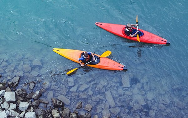 Water rafting in the Hérault river close to the Mas de Thau